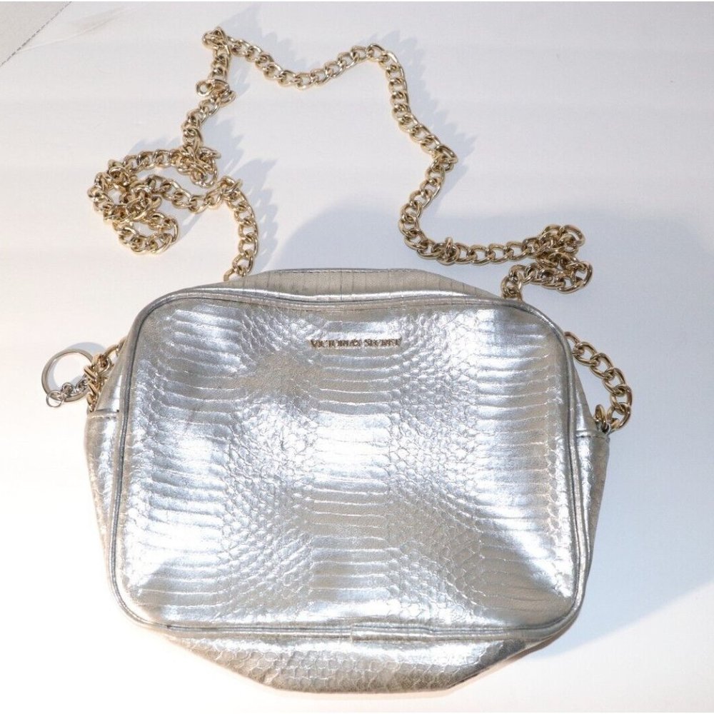 Victoria's Secret Faux Alligator Heavy Gold Chain Nightclub Shoulder Strap Purse